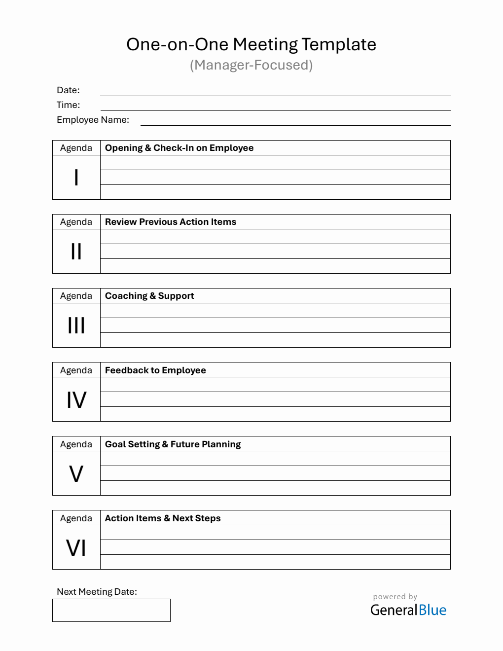  1-on-1 Meeting with Manager Template (Word)