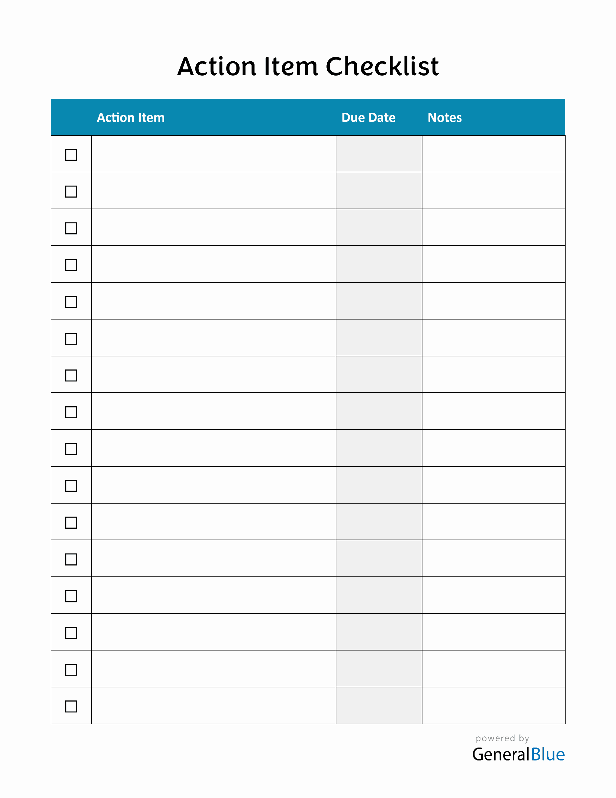 Simple Action Item Checklist Template (Word)