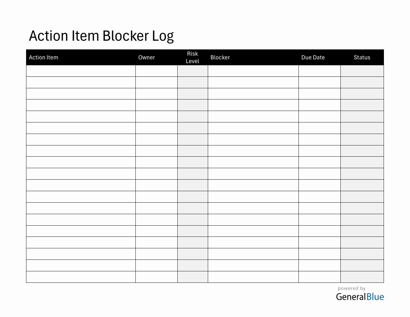Action Item List Template Free Downloadable in PDF