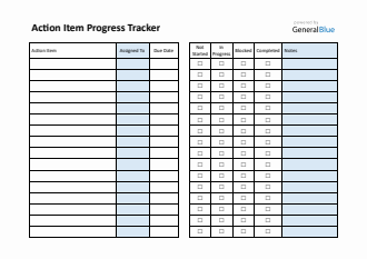 Editable Action Item Progress Tracker (Word Format)