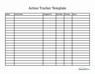 Printable Action Item Tracker Template Word