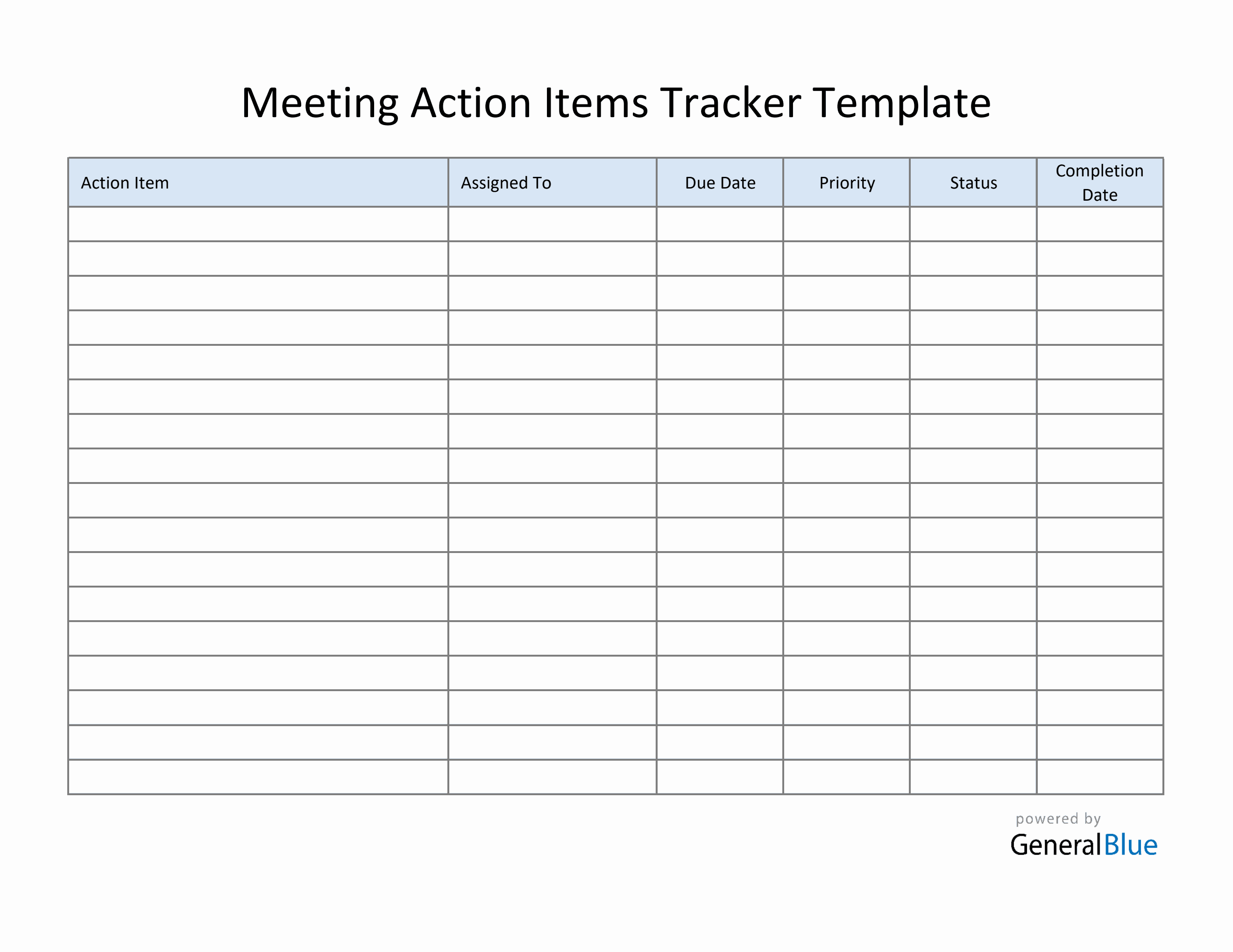 Action Item Tracker Template Excel