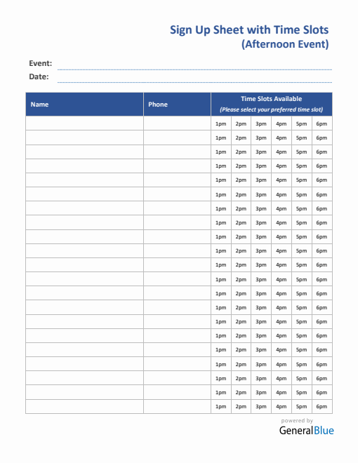 Sign Up Sheet Templates