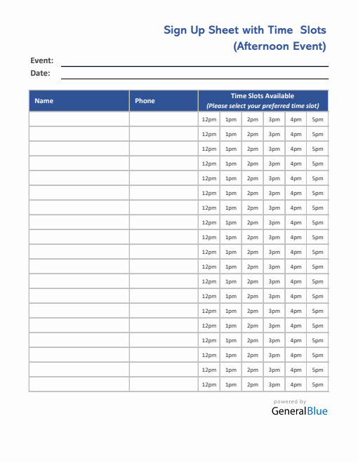 Sign Up Sheet Templates