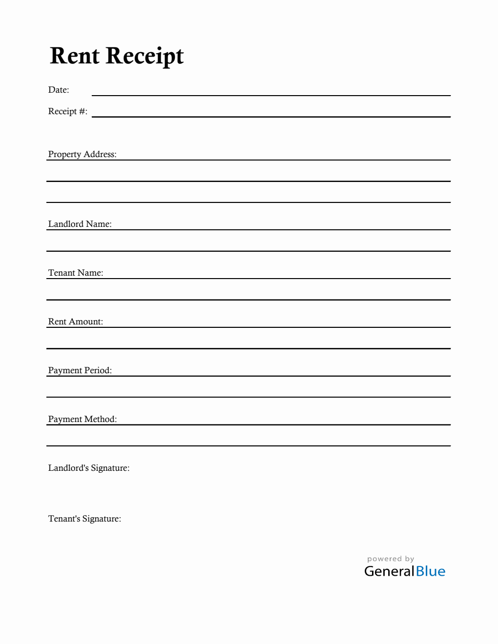 Free Downloadable Apartment Rent Receipt Template with Signature Fields ...