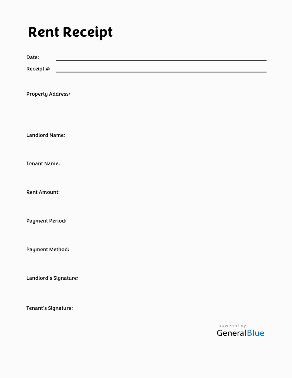 Free Editable Apartment Rent Receipt Template with Signature Fields (Word)
