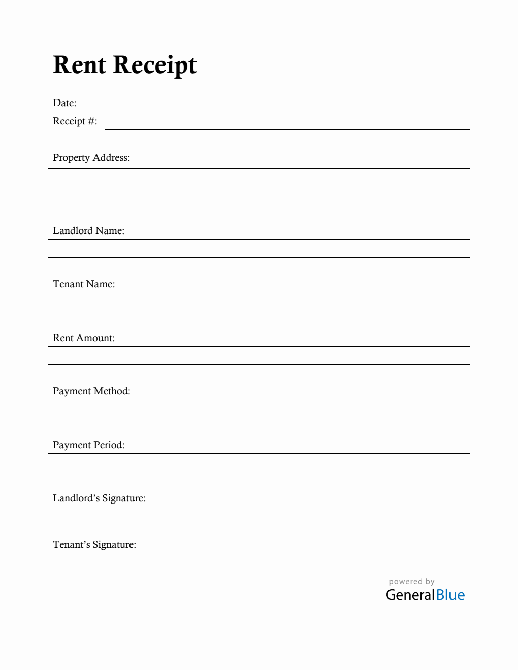 Free Editable Apartment Rent Receipt Template with Signature Fields (PDF)