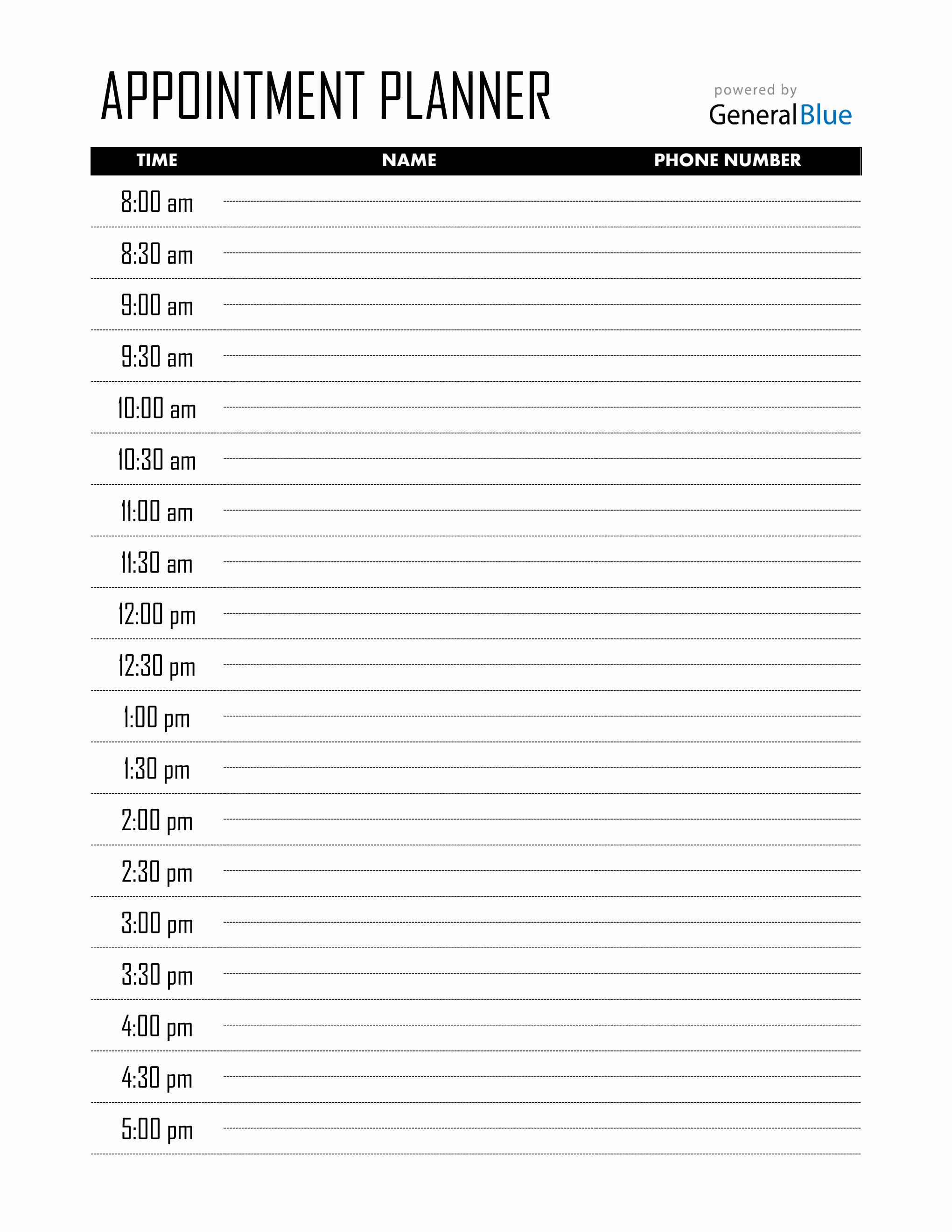 Free Appointment Planner Template Word