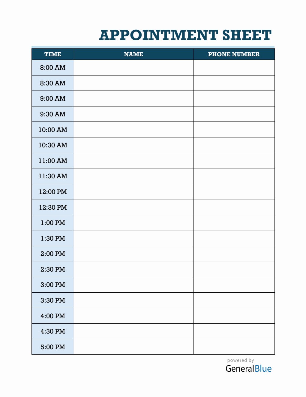 Appointment Clock Pdf Free Printable Appointment Sheet PDF (30-Minute Interval Schedules)