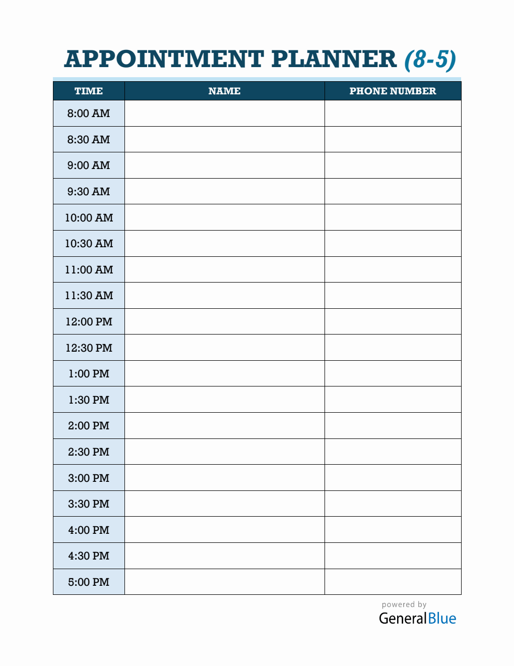 Free Editable Appointment Planner Template Word
