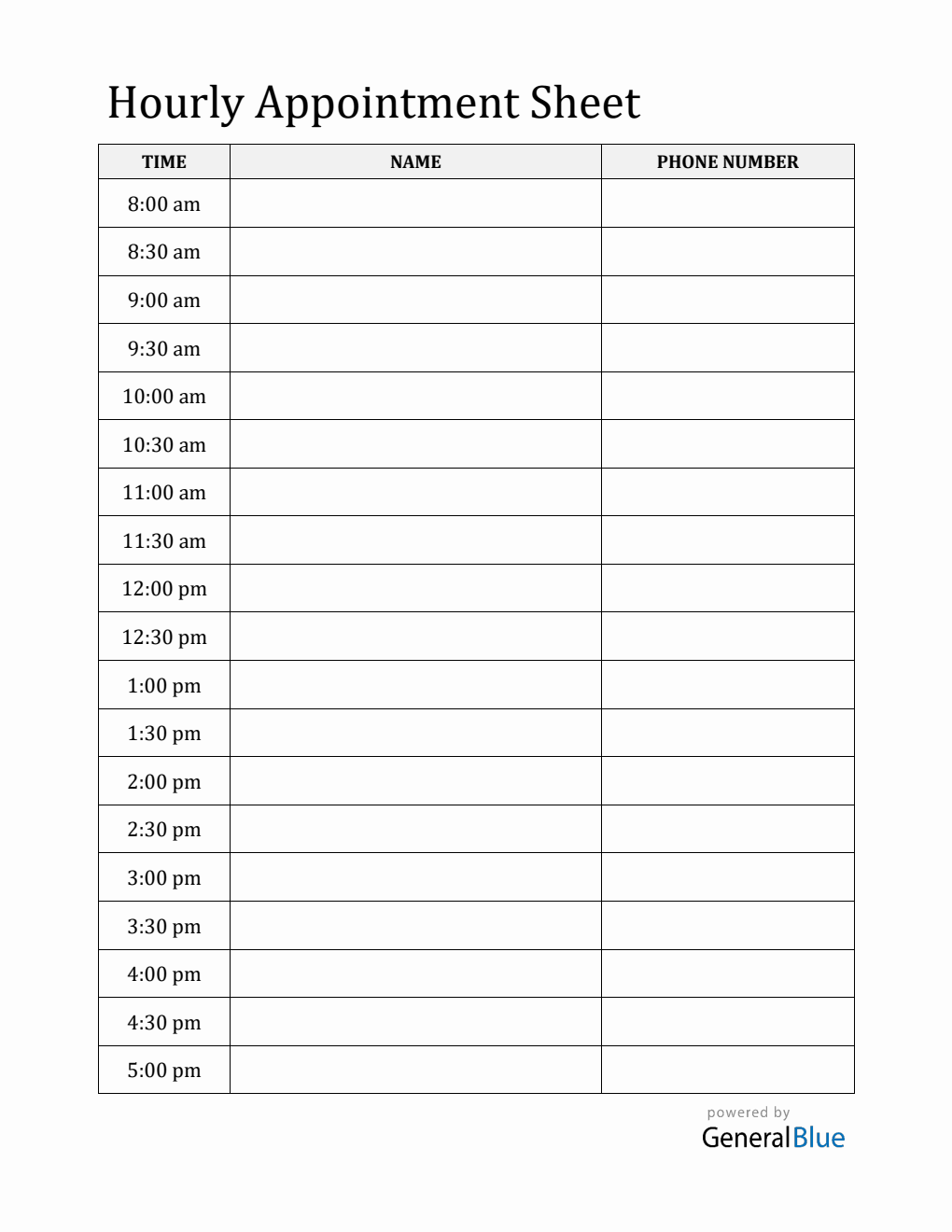 Appointment Clock Pdf Free Printable Appointment Sheet PDF (30-Minute Interval Schedules)