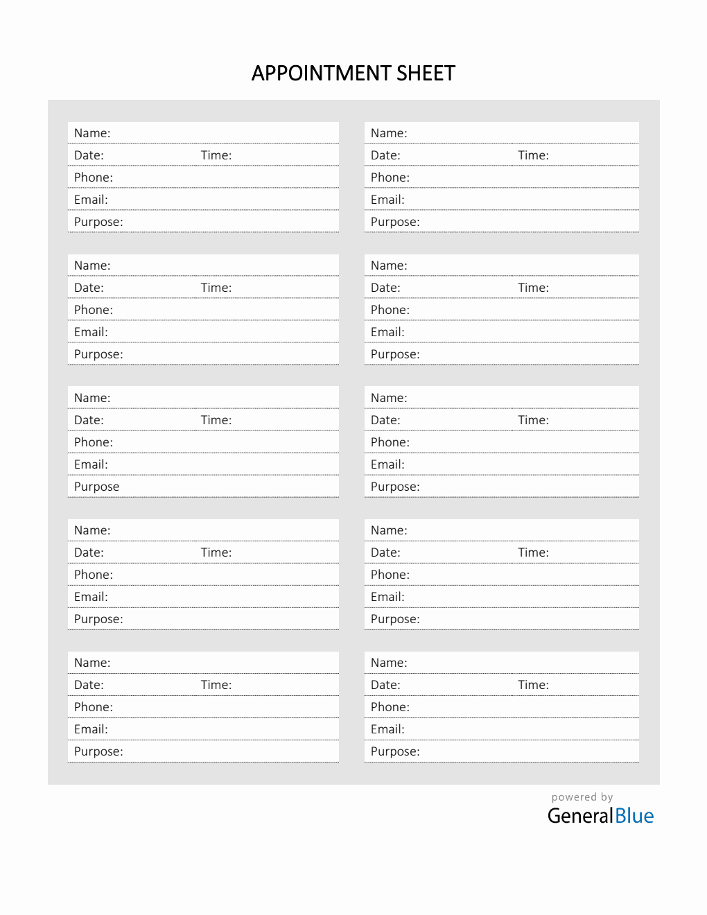 Appointment Sheet Template in PDF