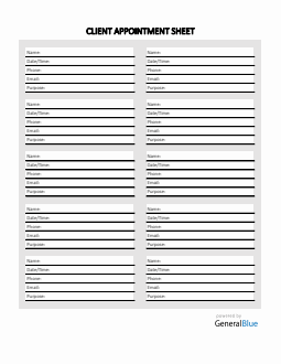 Appointment Sheet Template in Word