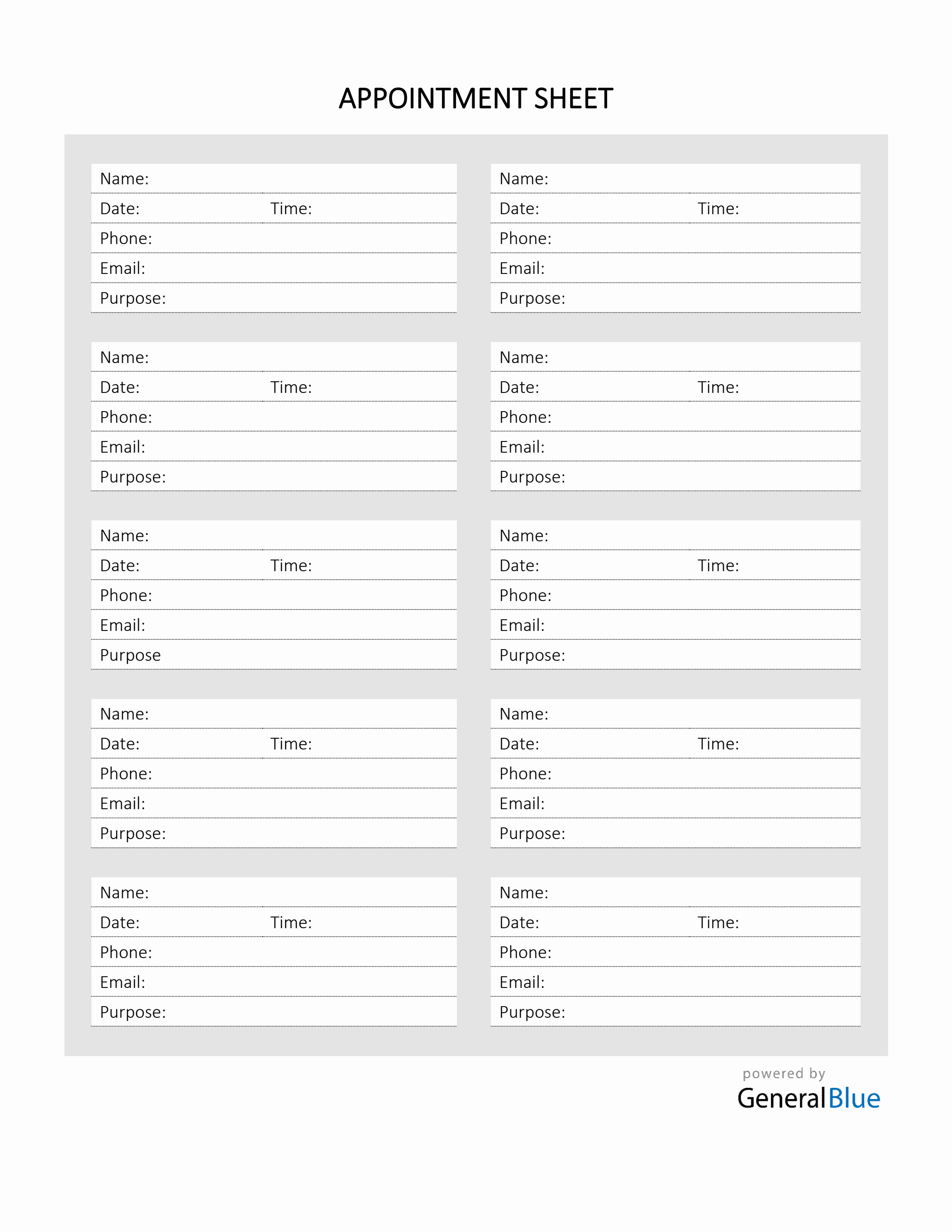 Image 5 for Appointment Sheet Template Word