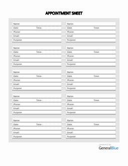 Appointment Sheet Template in Word