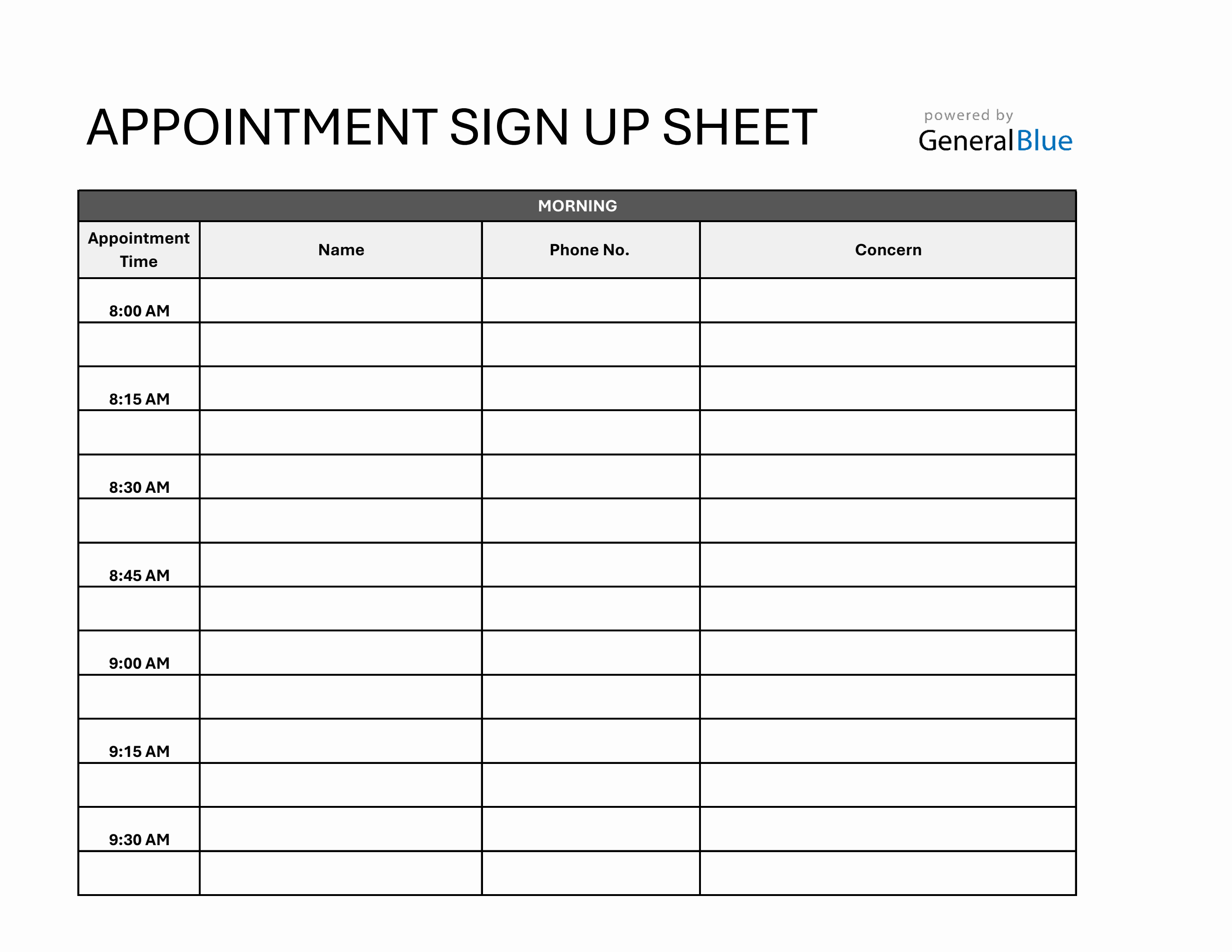 Free Excel Appointment Templates free-excel-appointment-templates