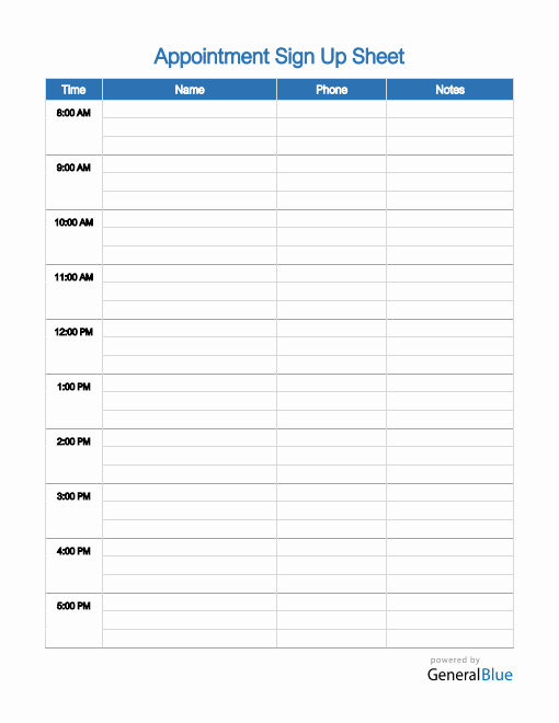 Sign Up Sheet Templates