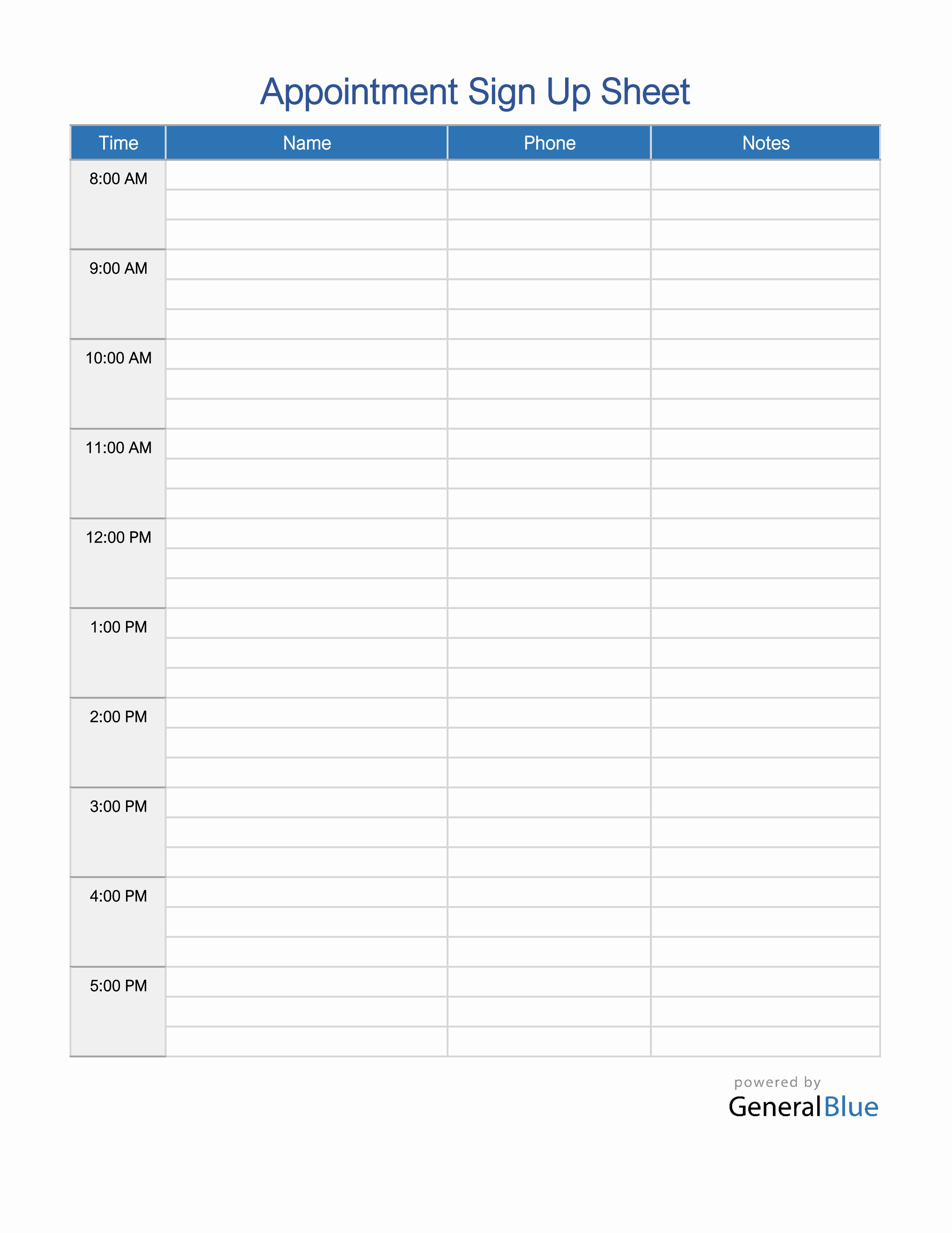 Appointment Sign Up Sheet in Excel Appointment sign up sheet in excel