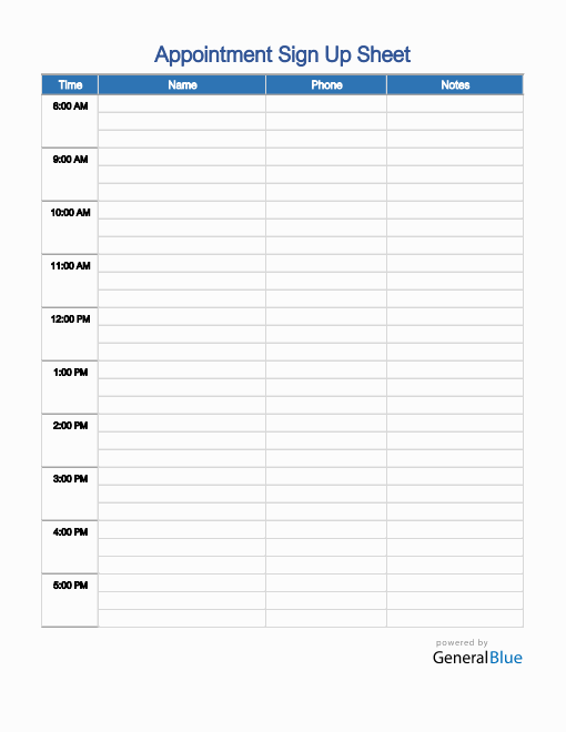 Sign Up Sheet Templates