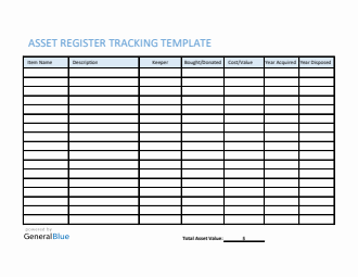 Asset Register Tracking Template in Word