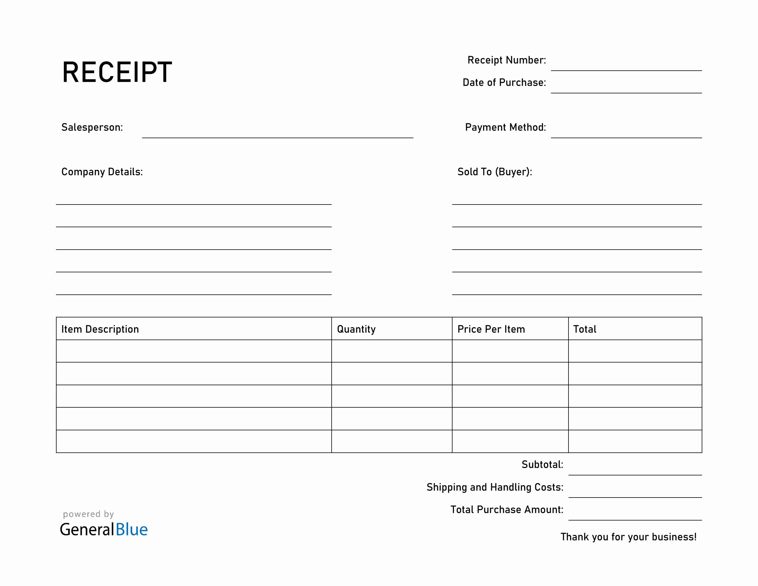 Basic Receipt Template in Word Basic Receipt Template in Word