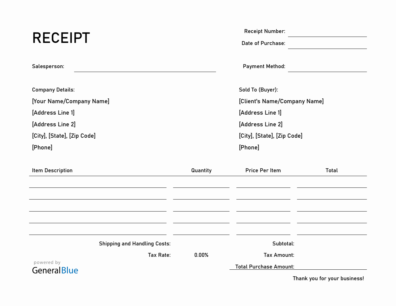 Free Word Receipt Templates