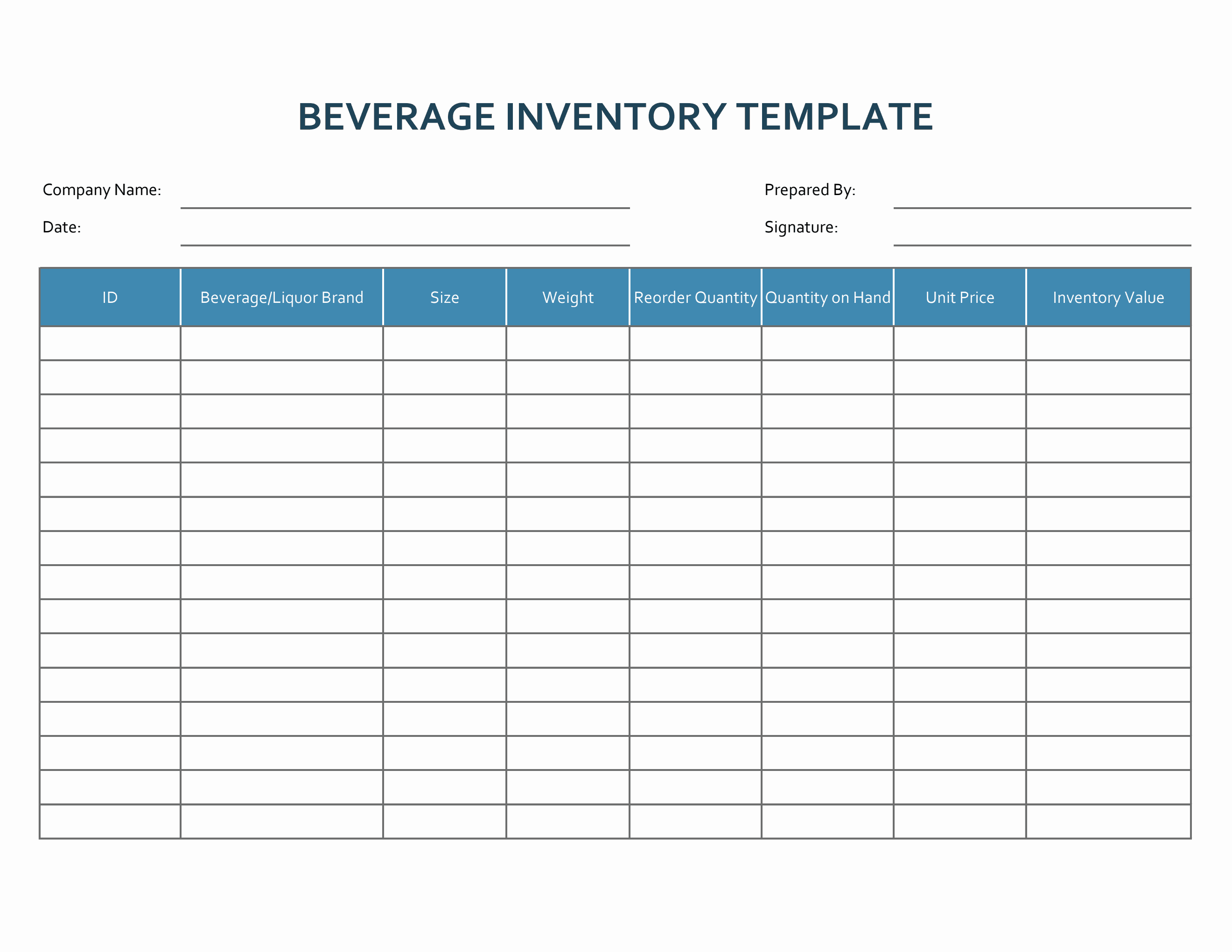 Bar Glass Inventory Sheet at Jessica Jasso blog
