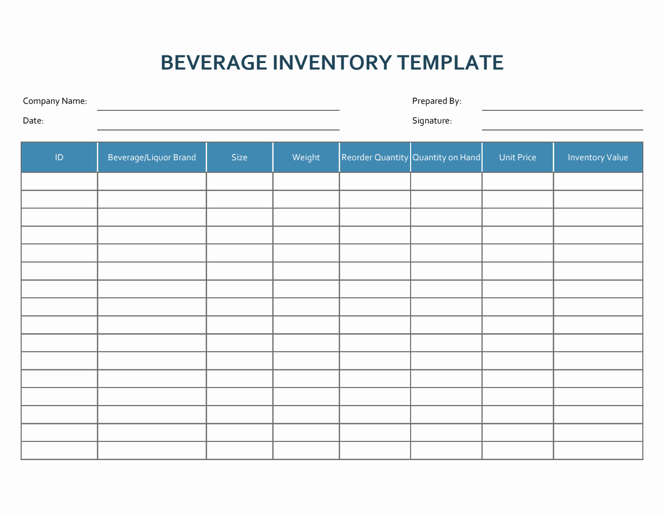 Excel Beverage Inventory Template