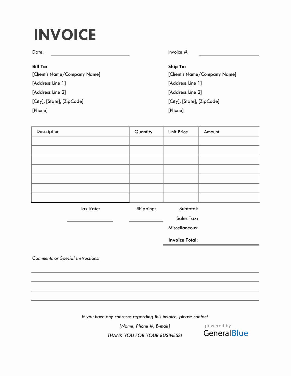 Bill Of Sale Invoice in Excel (Simple)