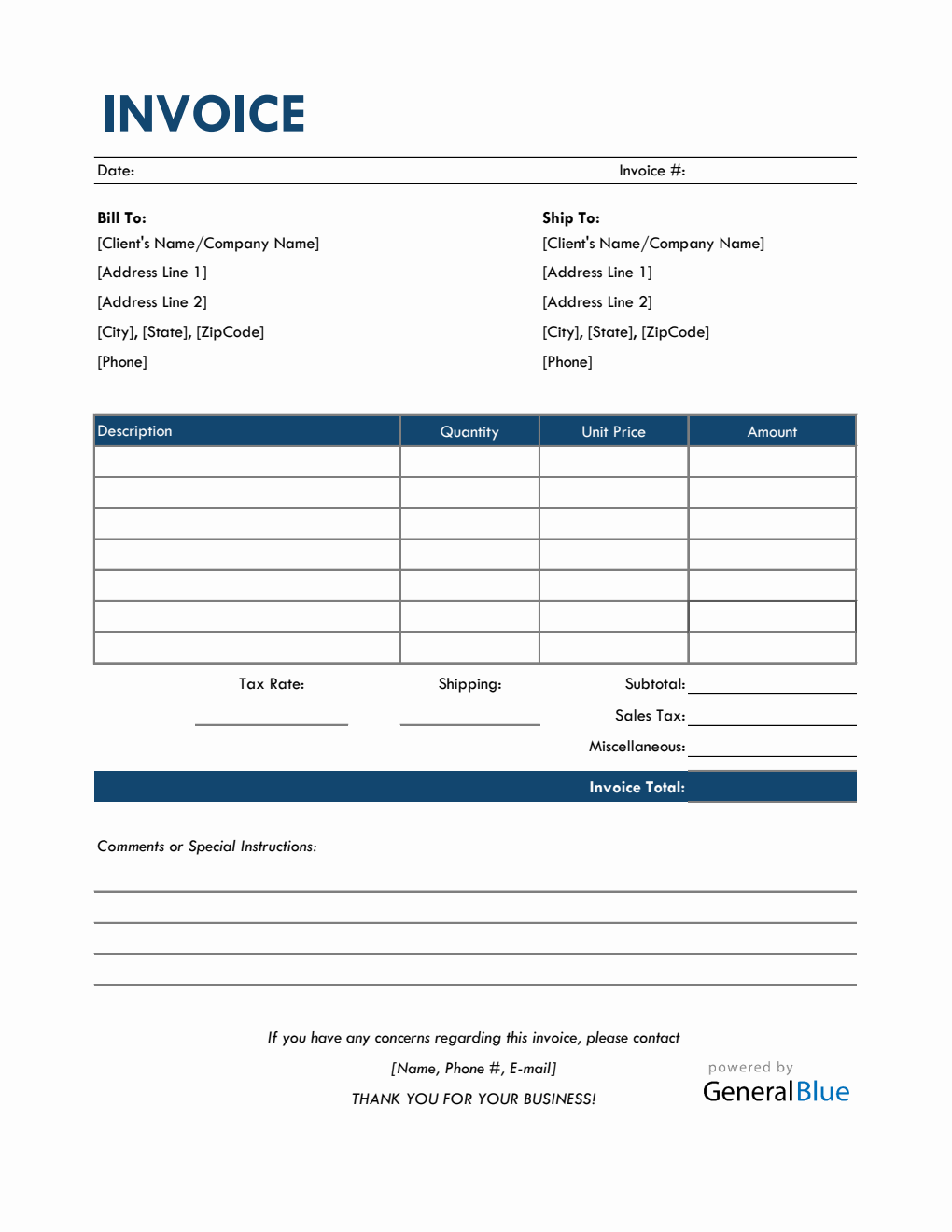 Bill Of Sale Invoice in Excel (Colorful)