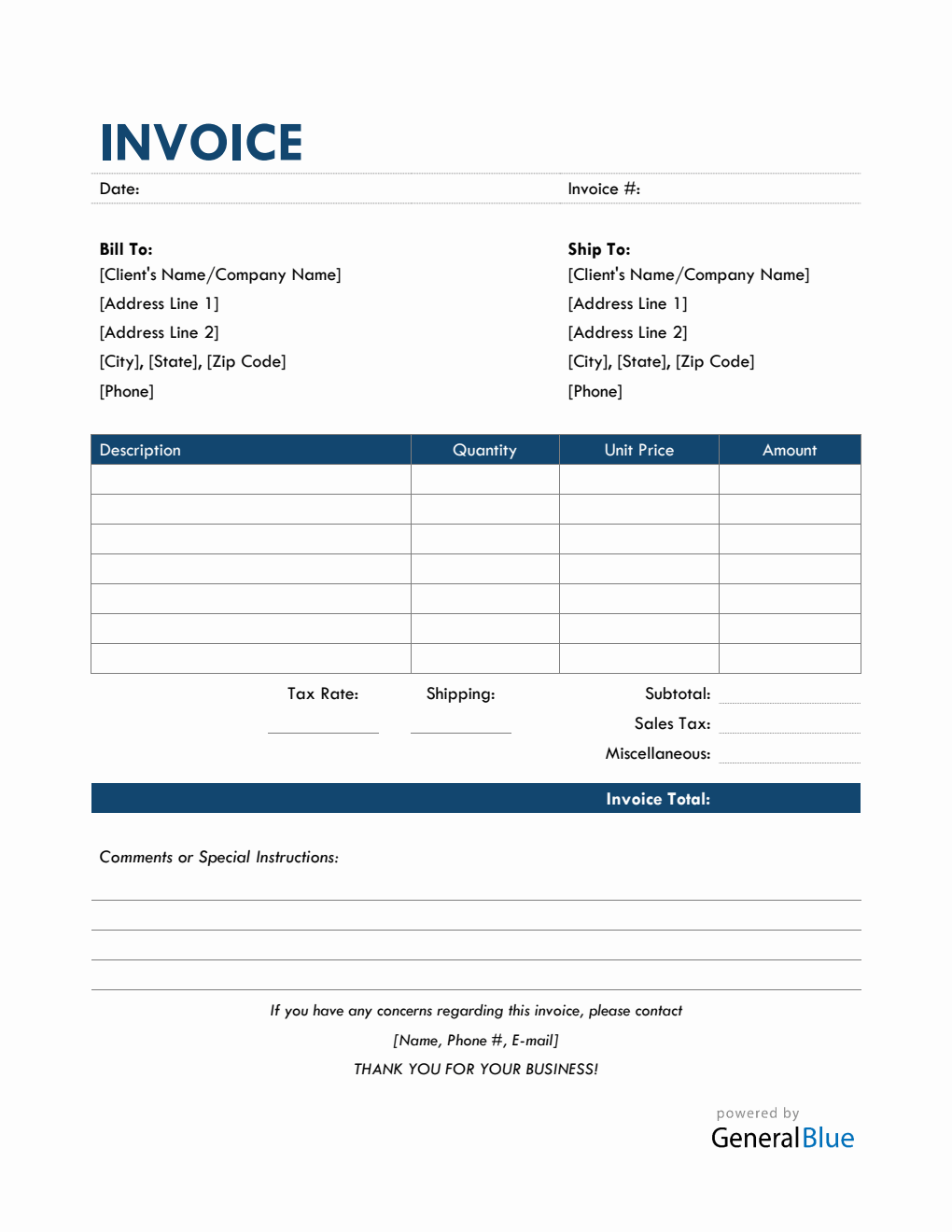 Bill Of Sale Invoice in Word (Colorful)