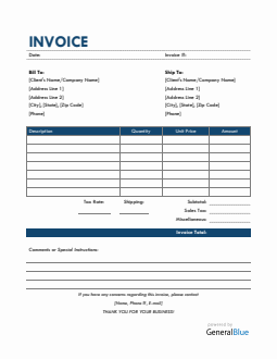 Bill Of Sale Invoice in Excel (Colorful)