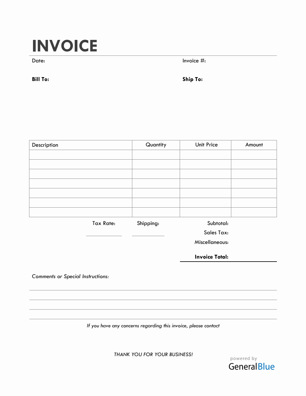 Bill Of Sale Invoice in PDF (Simple)
