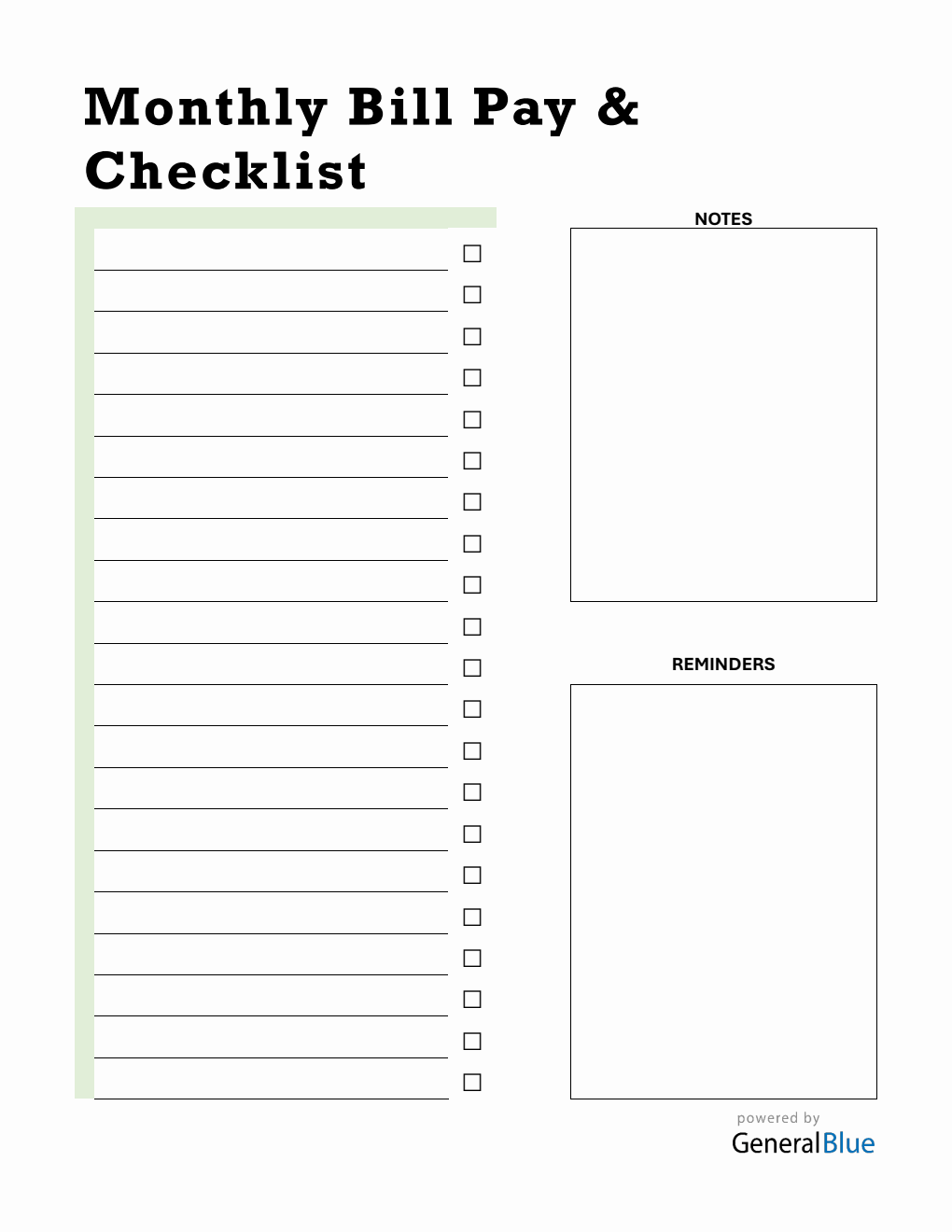 Bill Payment Tracker in PDF