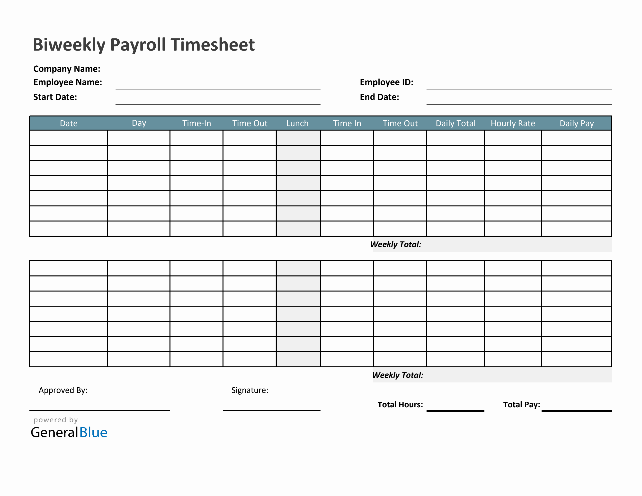 biweekly payroll timesheet in excel