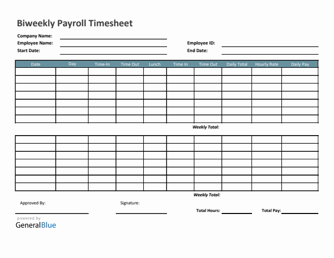 Biweekly Timesheet Templates