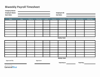 Biweekly Payroll Timesheet in PDF