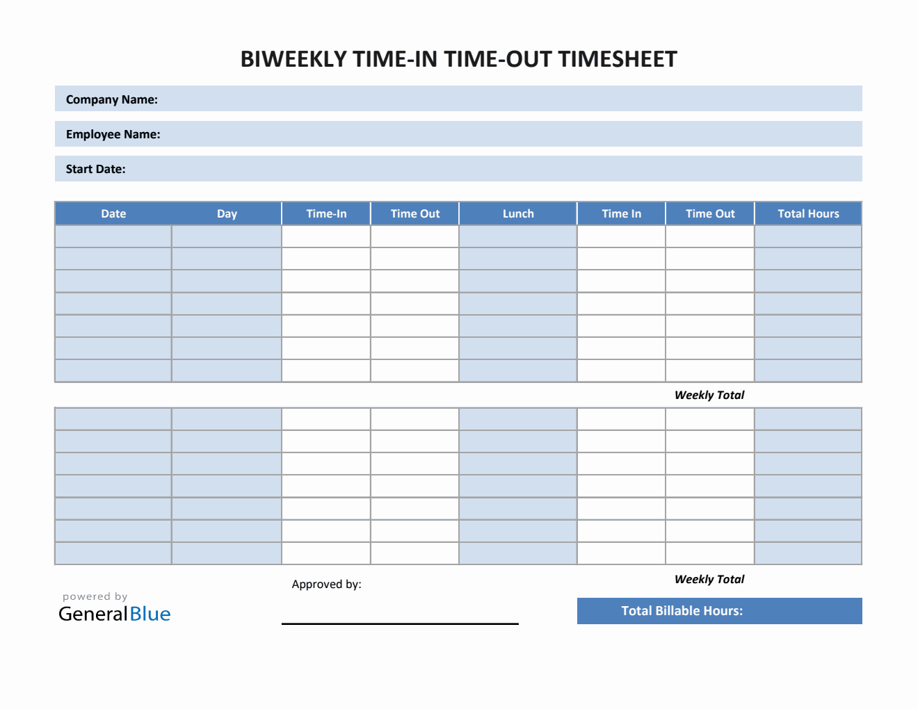 Biweekly Timesheet Templates Biweekly timesheet templates