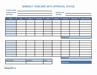 Biweekly Timecard With Approval Status in Word