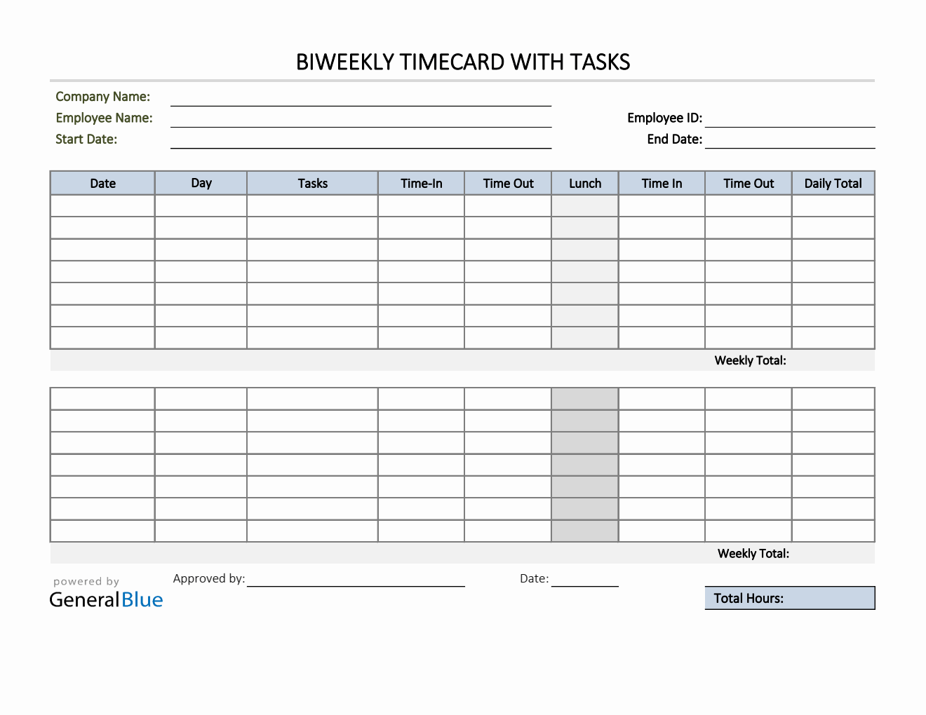 Excel Biweekly Timecard With Tasks Excel biweekly timecard with tasks