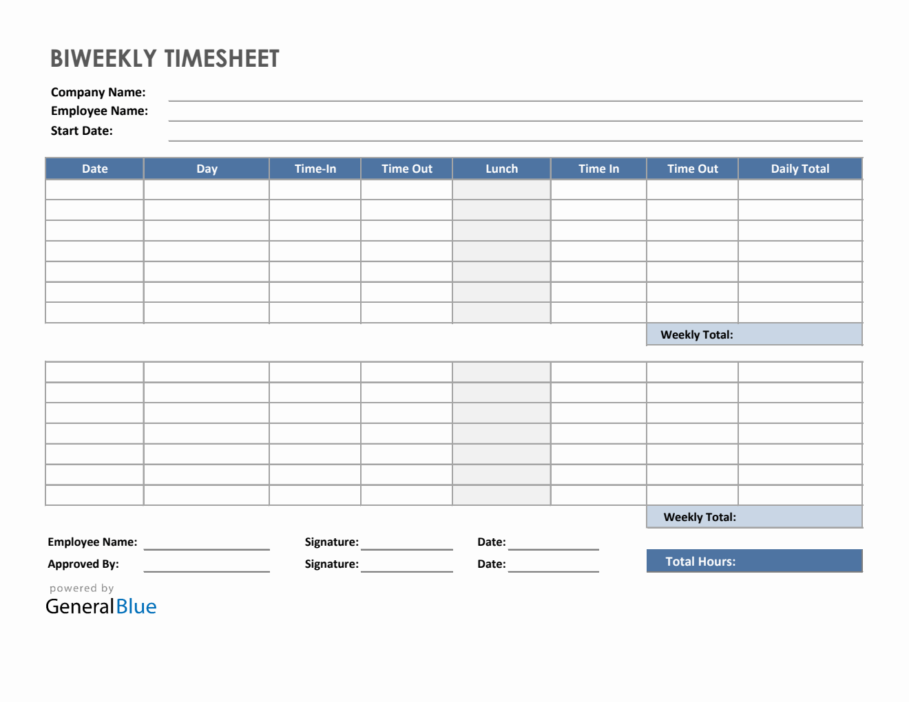 How To Create A Biweekly Timesheet In Excel