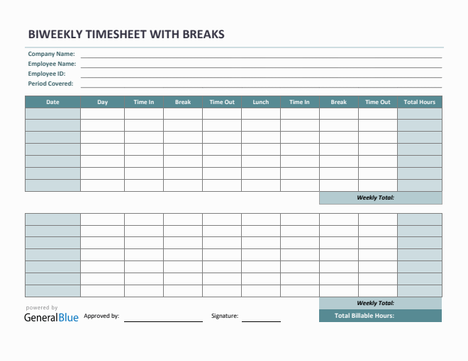 Biweekly Timesheet Templates Biweekly timesheet templates