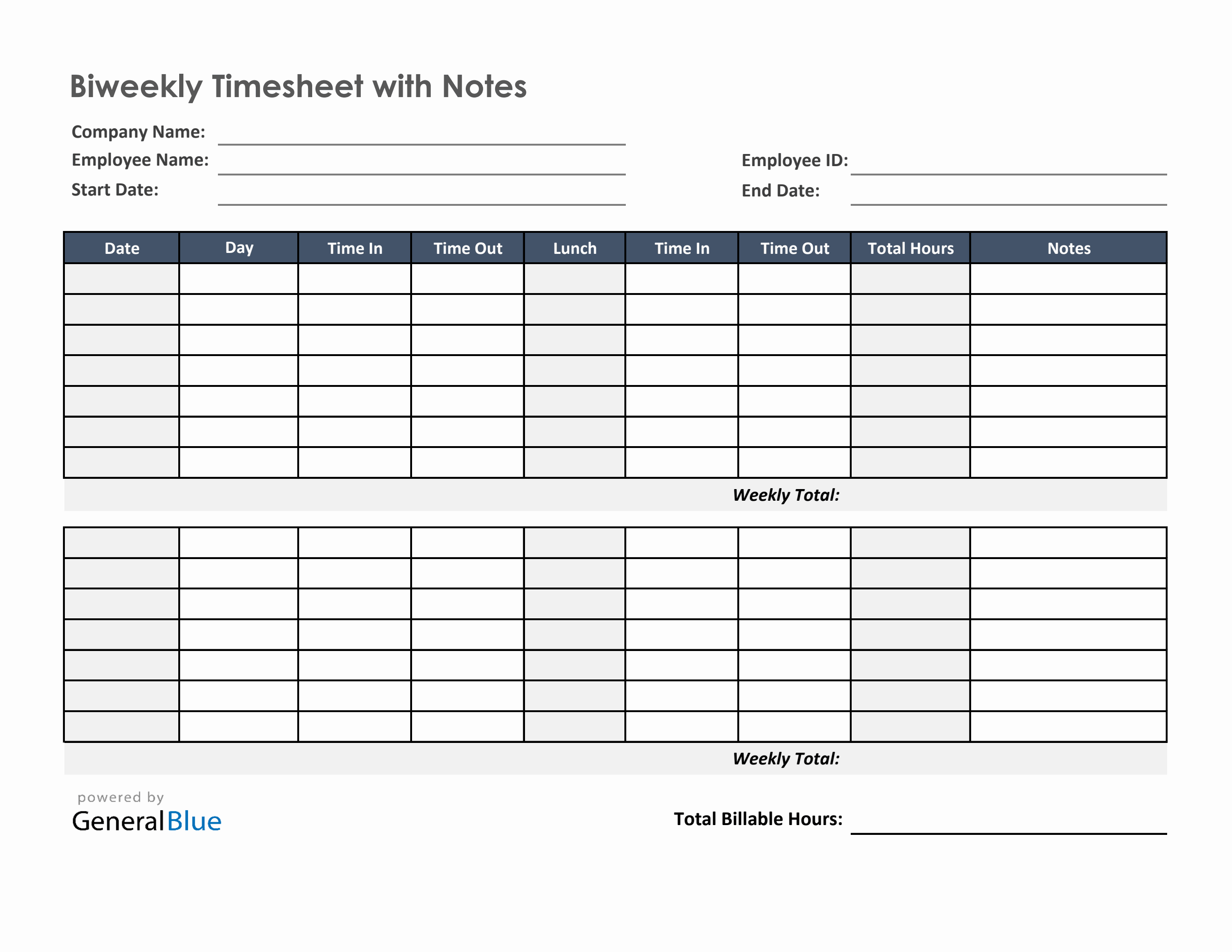 Excel Biweekly Timesheet Template Excel Biweekly Timesheet Template
