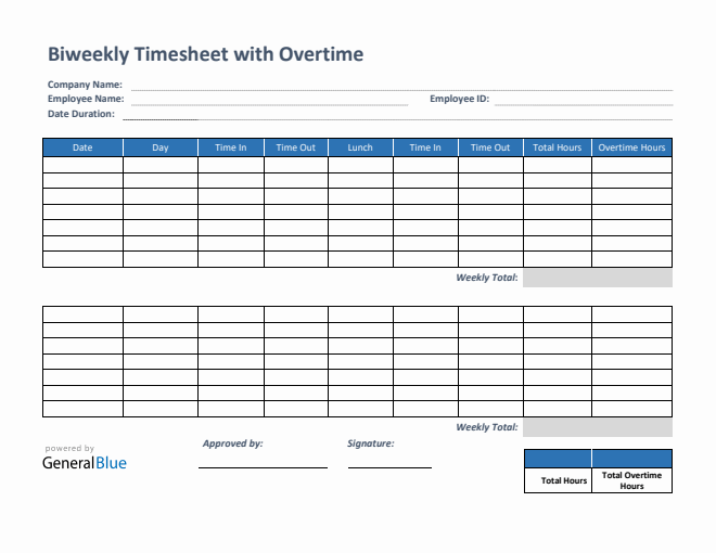 Biweekly Timesheet Templates Biweekly timesheet templates