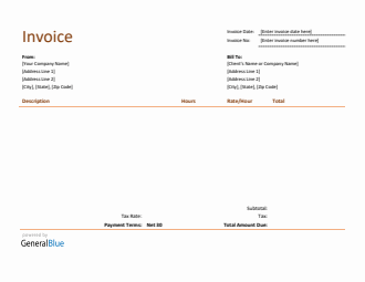 Blank Invoice Template in Word Basic