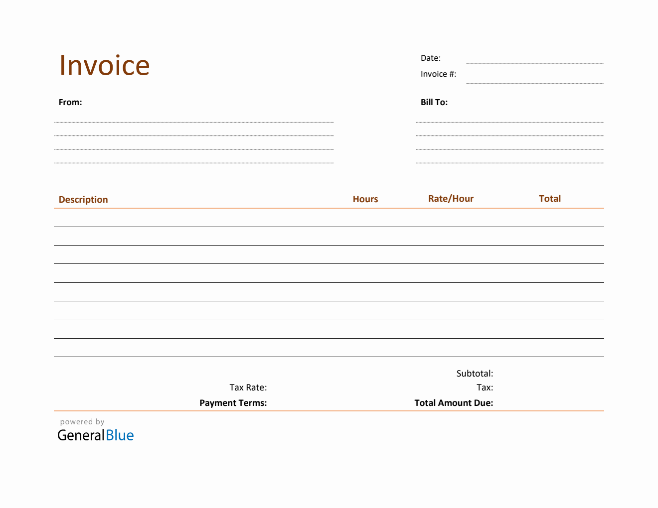 Blank Invoice Template in PDF Basic