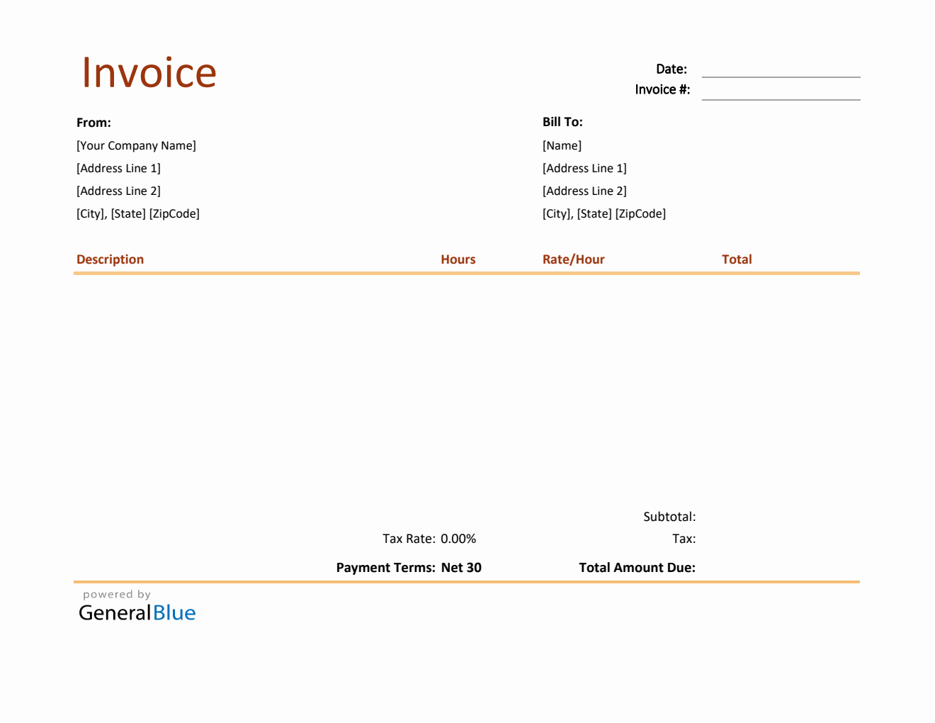 Free Excel Invoice Templates