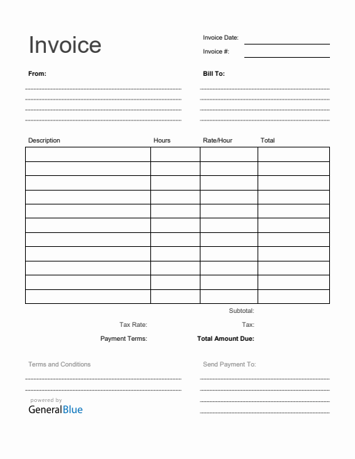 Blank Invoice Template in Word Printable