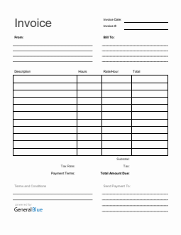 Blank Invoice Template in Word Printable