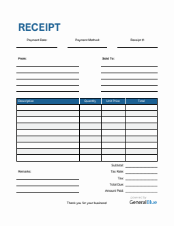 blank receipt template in pdf basic